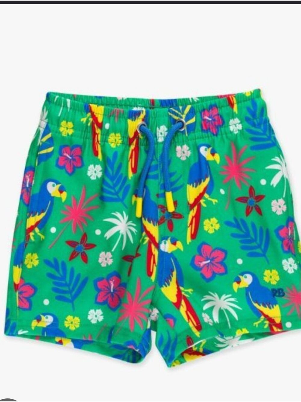 Mens Parrot Palms Performance Hybrid Swim Trunks Lg NWT